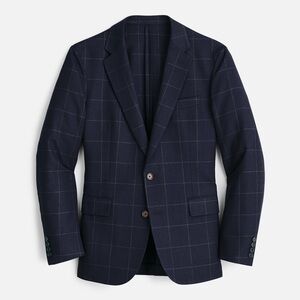Abraham Moon/J Crew Navy Windowpane Cotton Suit